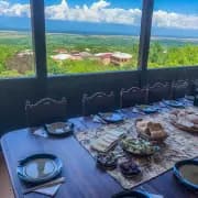 view on Caucasus, view from balcony, view on Alazani Valley; the best view in Kakheti